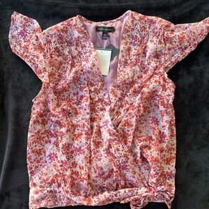 Banana Republic Floral Wrap Blouse - Pink and Purple